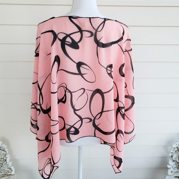 Vintage Y2K Luly K unusual Rectangle shaped Pink/ Black open sleeved shirt - Picture 6 of 6